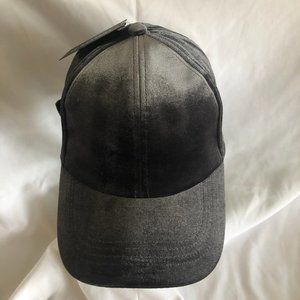 Grey Velvet Velour Strap Back Hat